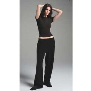 SKIMS Cotton Fleece Classic Straight Leg Pant Small Black Onyx